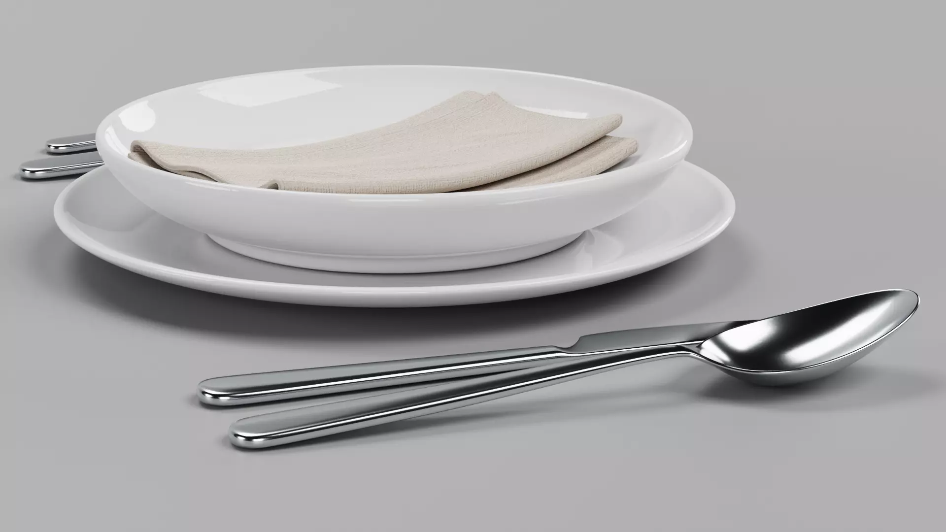 -Plates Cutlery and with Napkin- 3D model_5