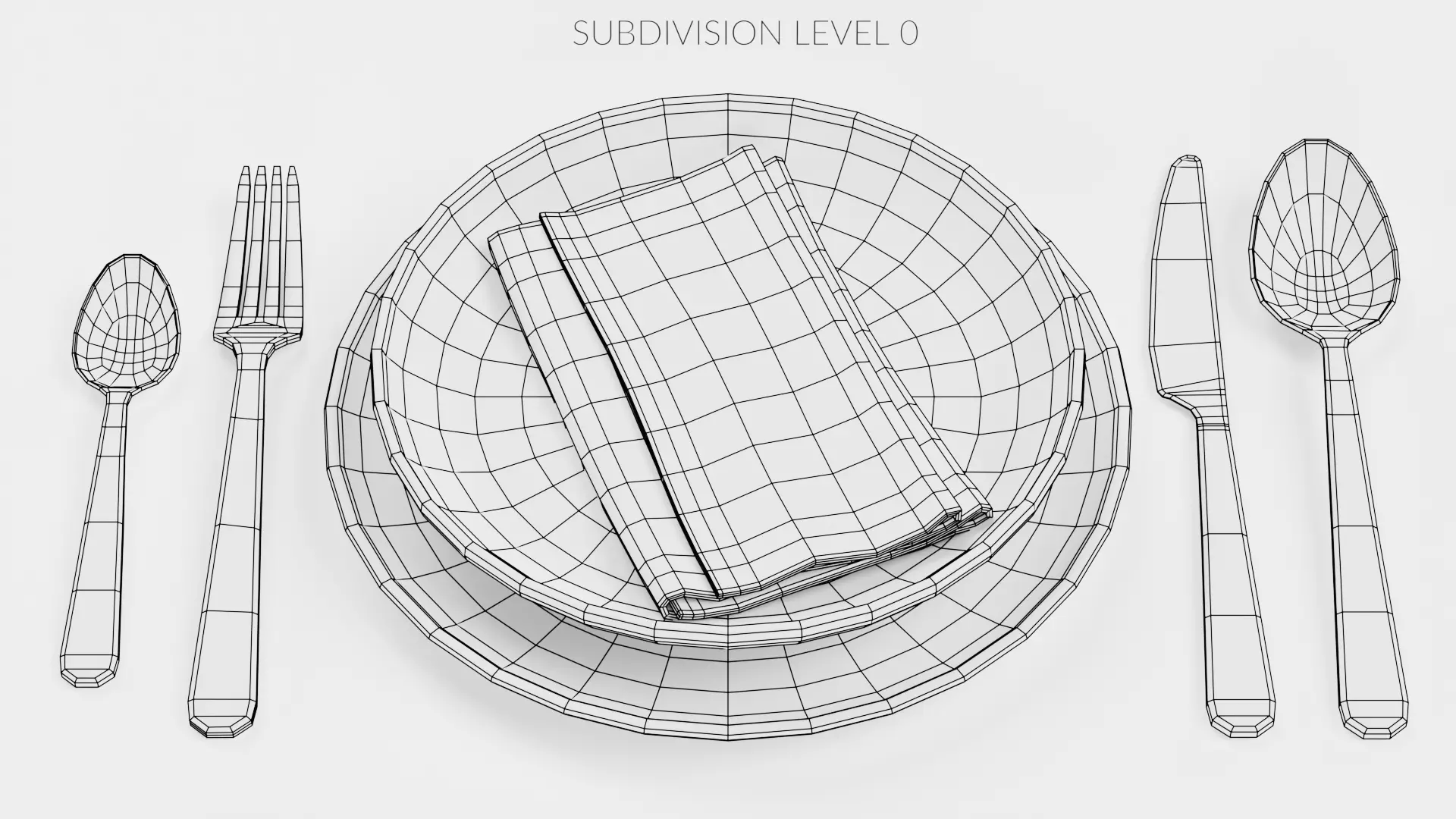 -Plates Cutlery and with Napkin- 3D model_8