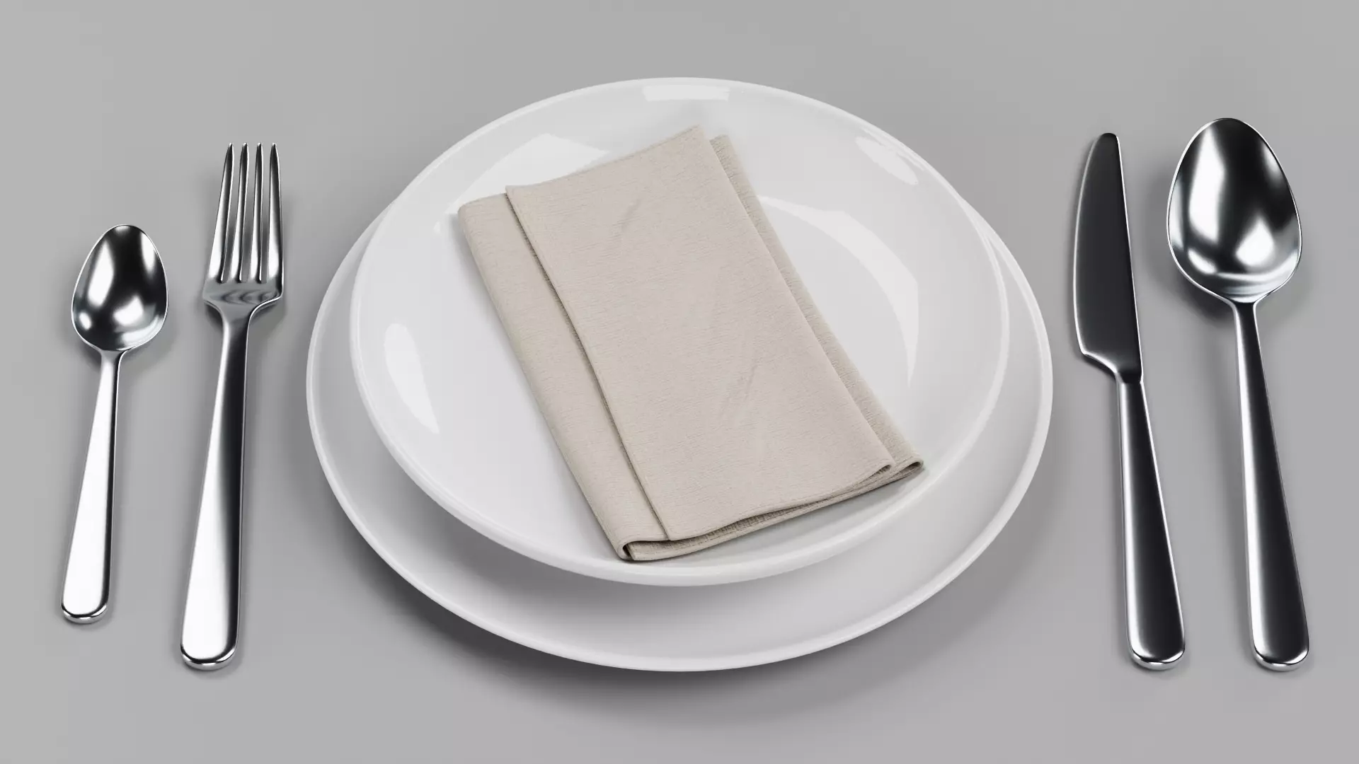 Plates with Cutlery and Napkin - Dining Table Arrangement 3D model