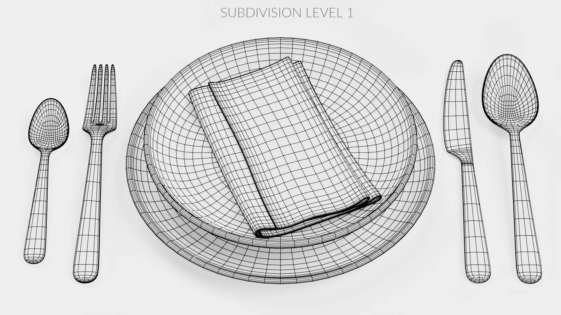 -Plates Cutlery and with Napkin- 3D model_9