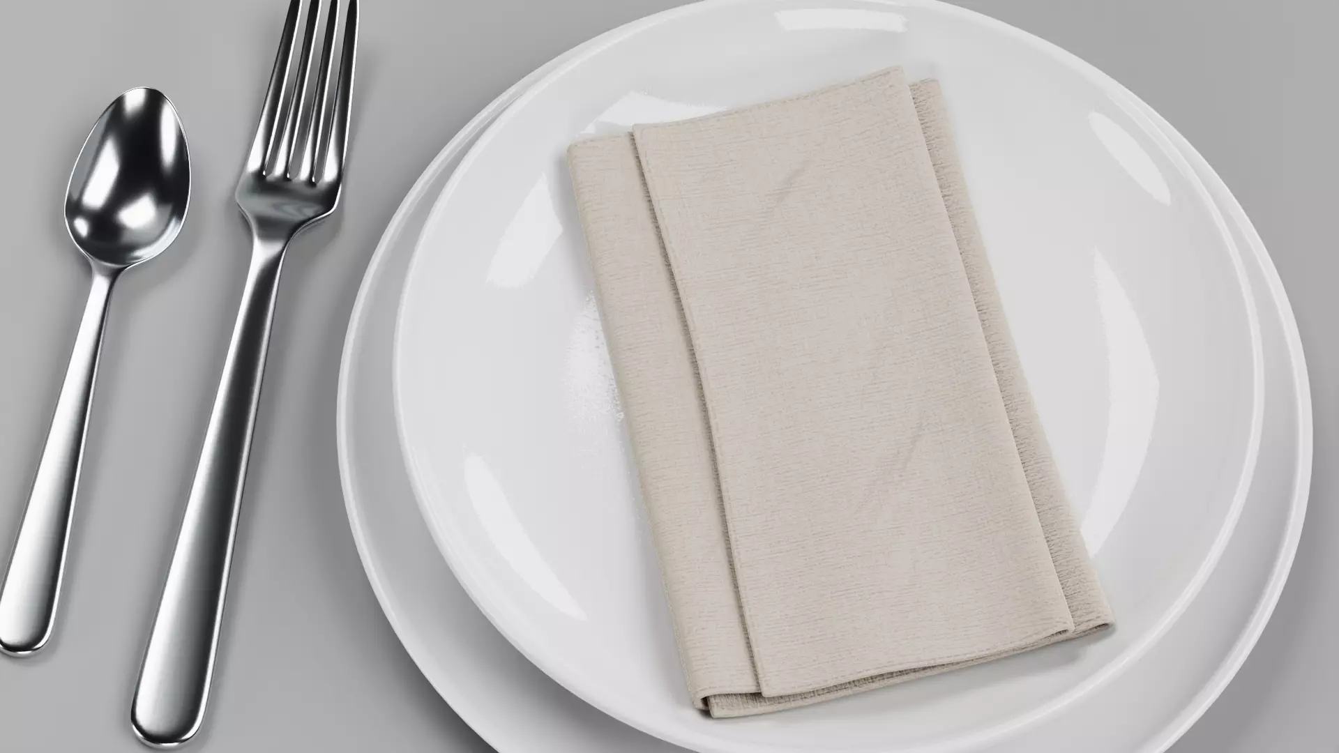 -Plates Cutlery and with Napkin- 3D model_6