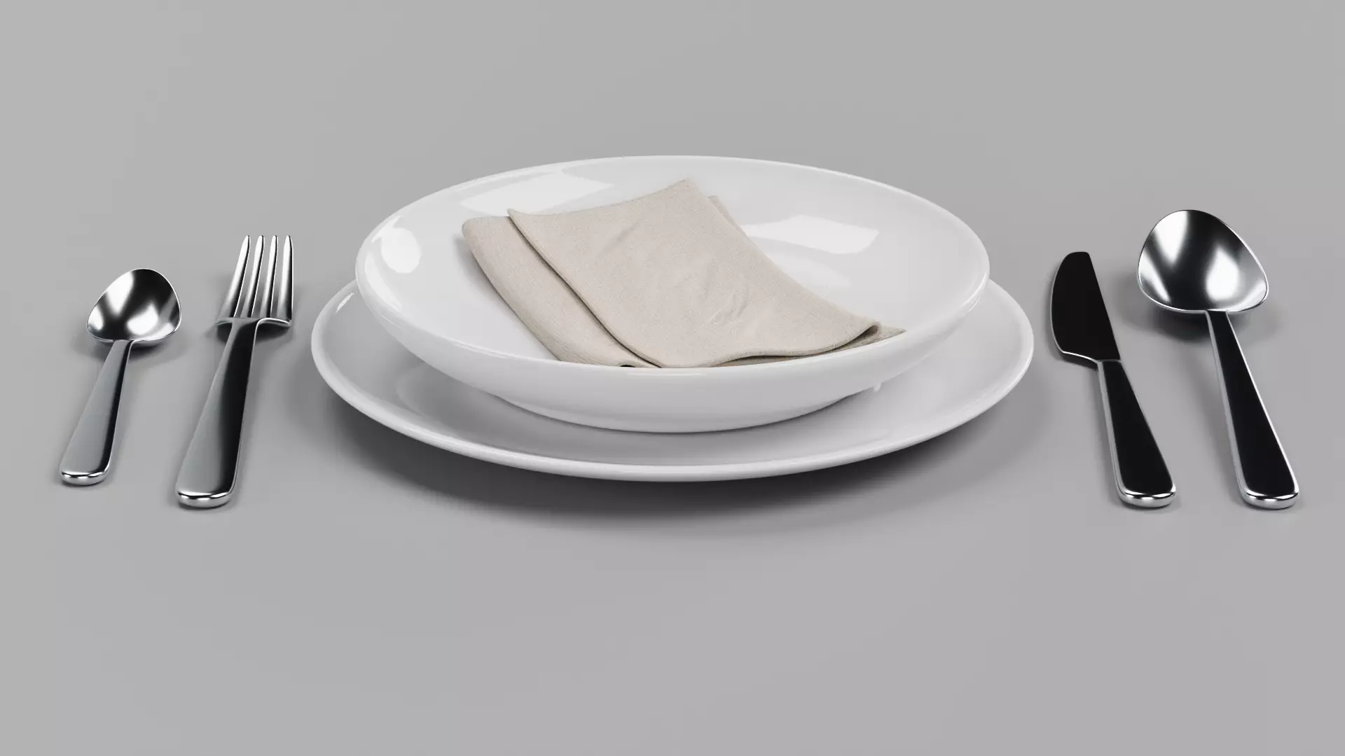 -Plates Cutlery and with Napkin- 3D model_2