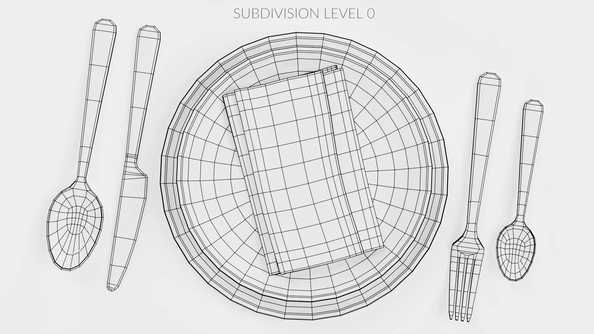 -Plates Cutlery and with Napkin- 3D model_10