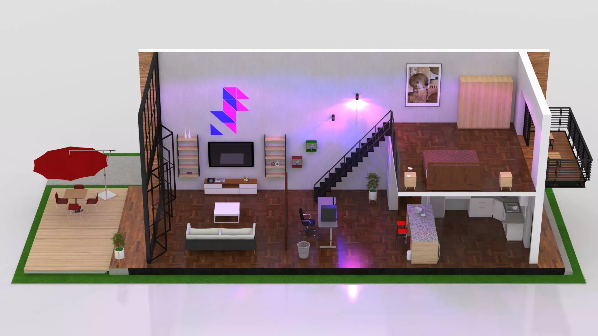 Duplex Home 3D model_3