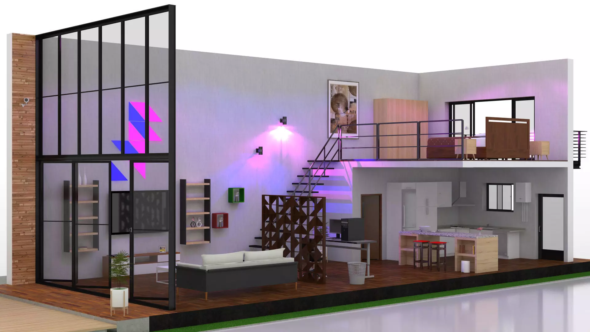 Duplex Home 3D model_2