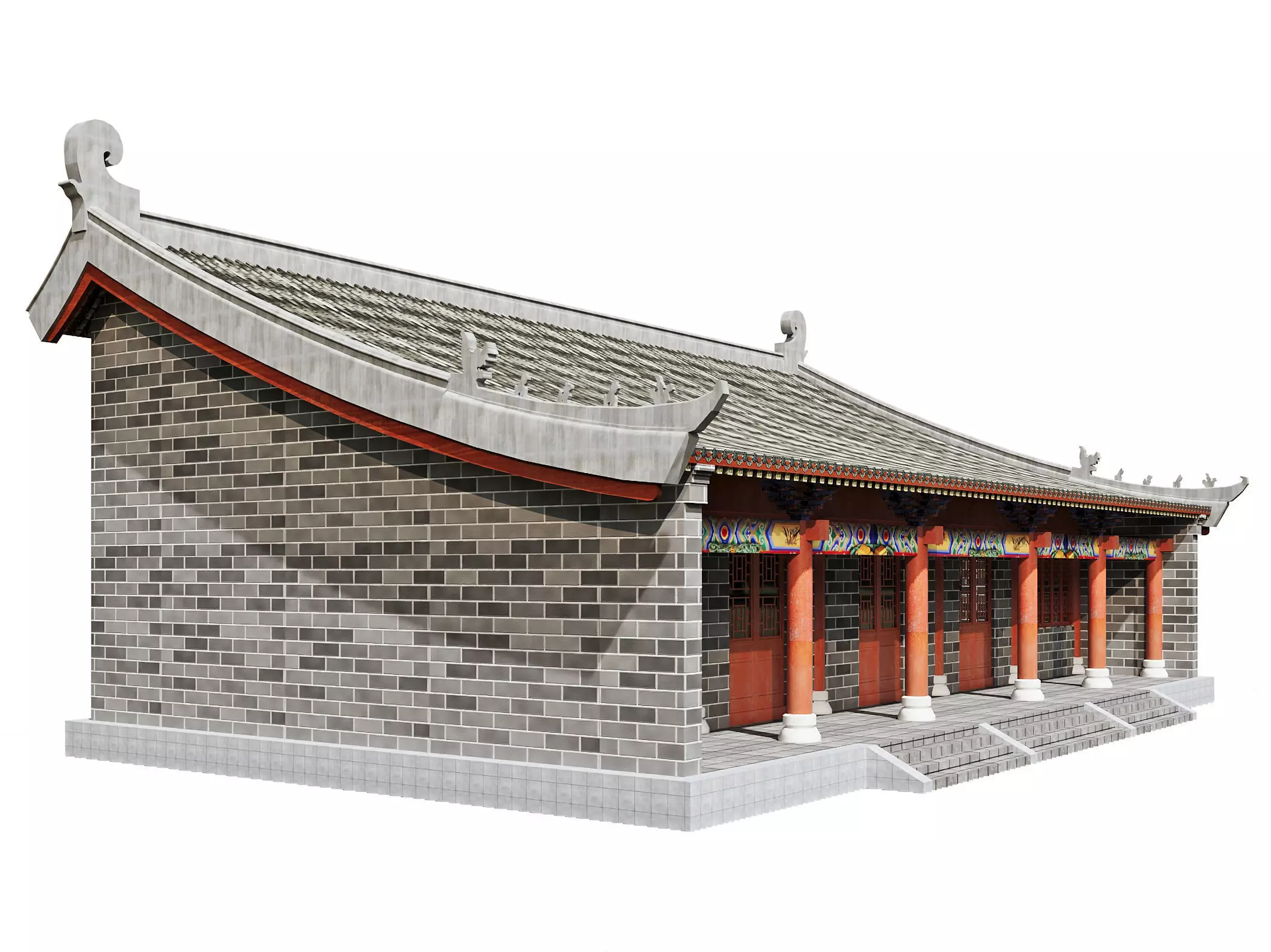 Chinese Ancestral Hall 3D model_3