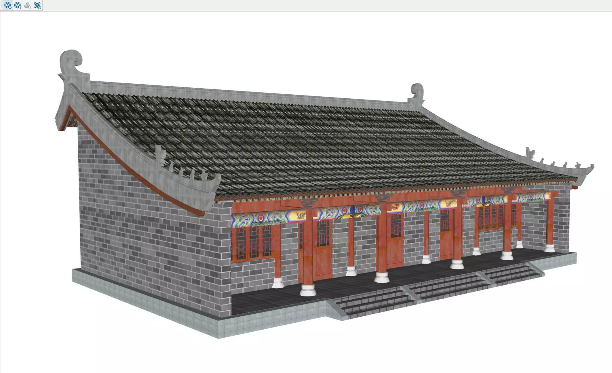 Chinese Ancestral Hall 3D model_7