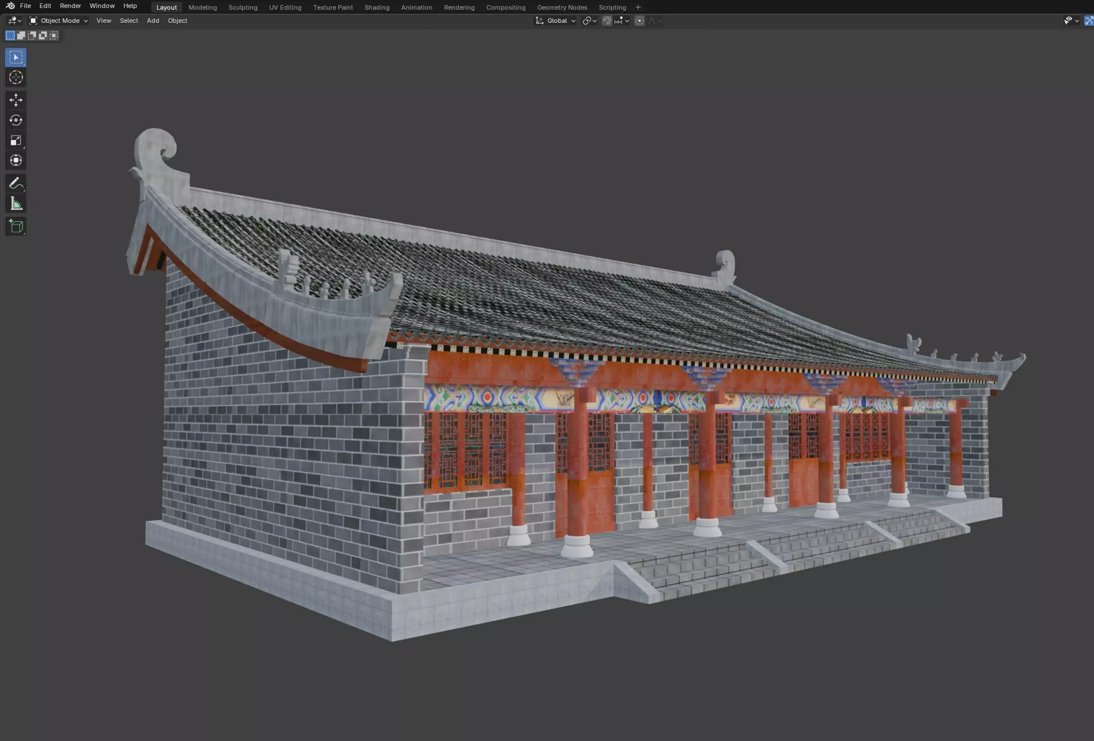 Chinese Ancestral Hall 3D model_6