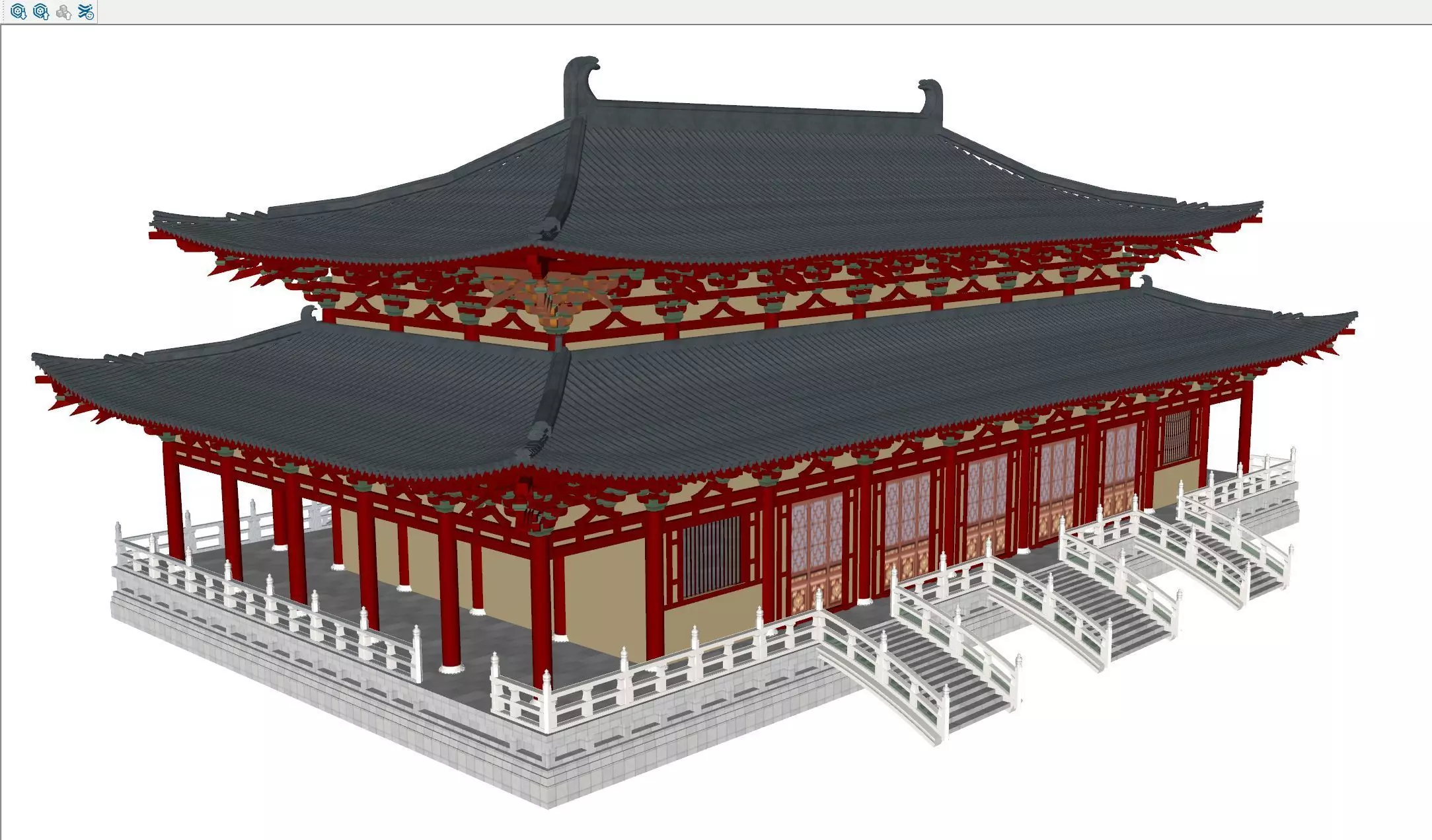 Japanese Temple Hall 3D model_9