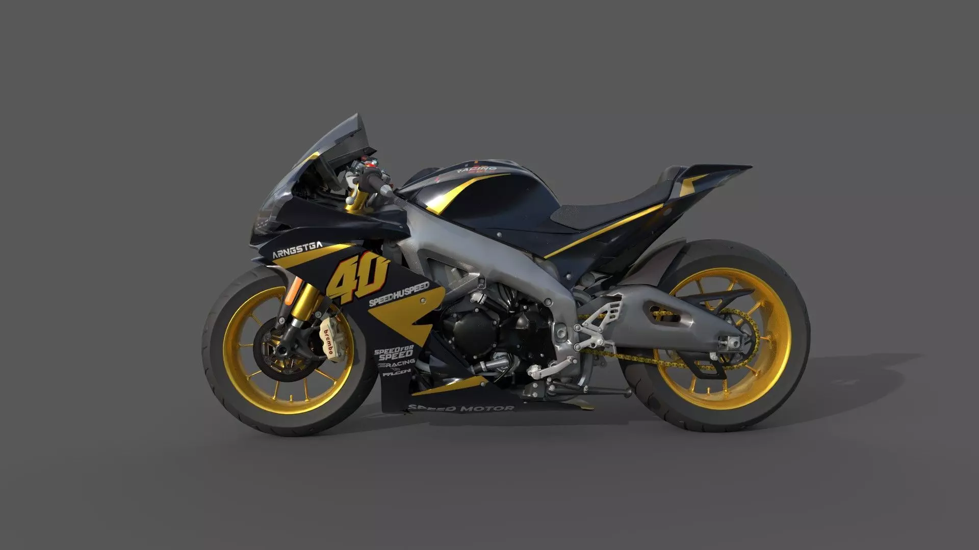 Realistic Sport Motorcycle Racing 3D model_2