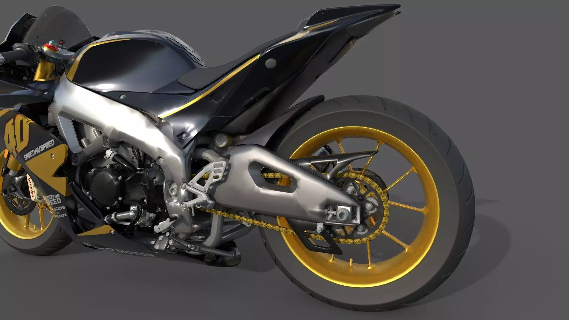Realistic Sport Motorcycle Racing 3D model_3