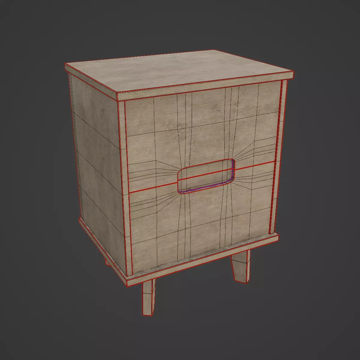 Mid Century Nightstand 01 Low-poly 3D model_7