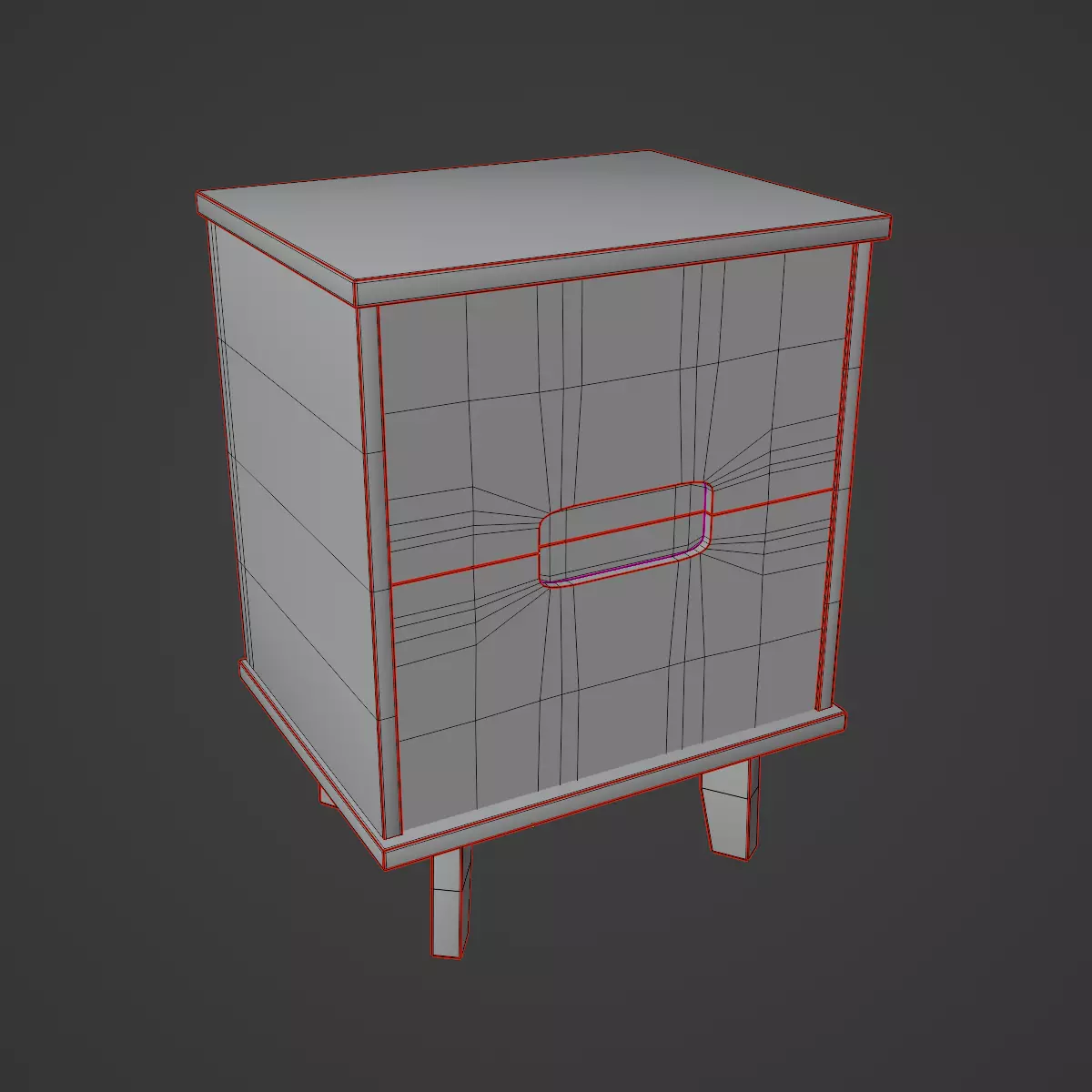 Mid Century Nightstand 01 Low-poly 3D model_9