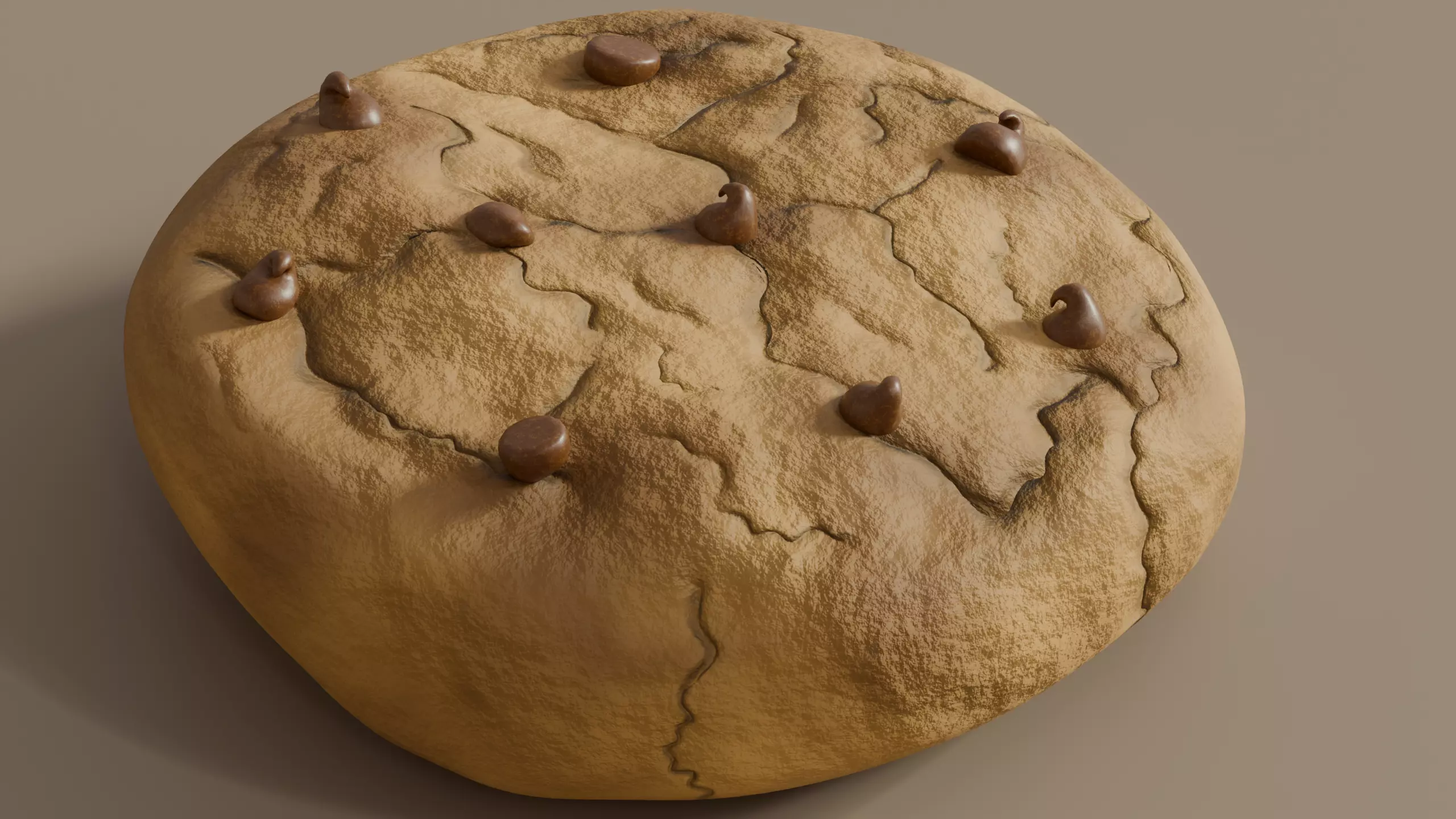 Stylized Chocolate Chip Cookie 3D Model - Detailed Food Asset 3D model_3