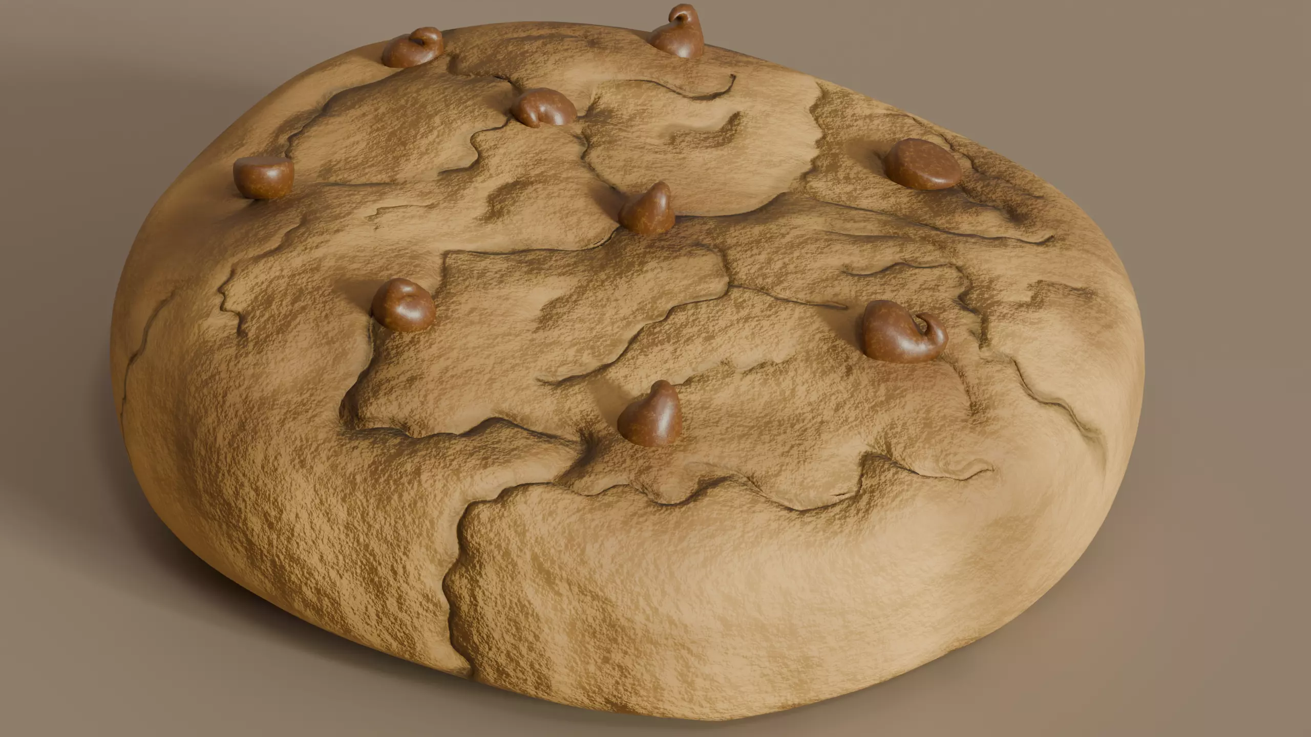 Stylized Chocolate Chip Cookie 3D Model - Detailed Food Asset 3D model_4