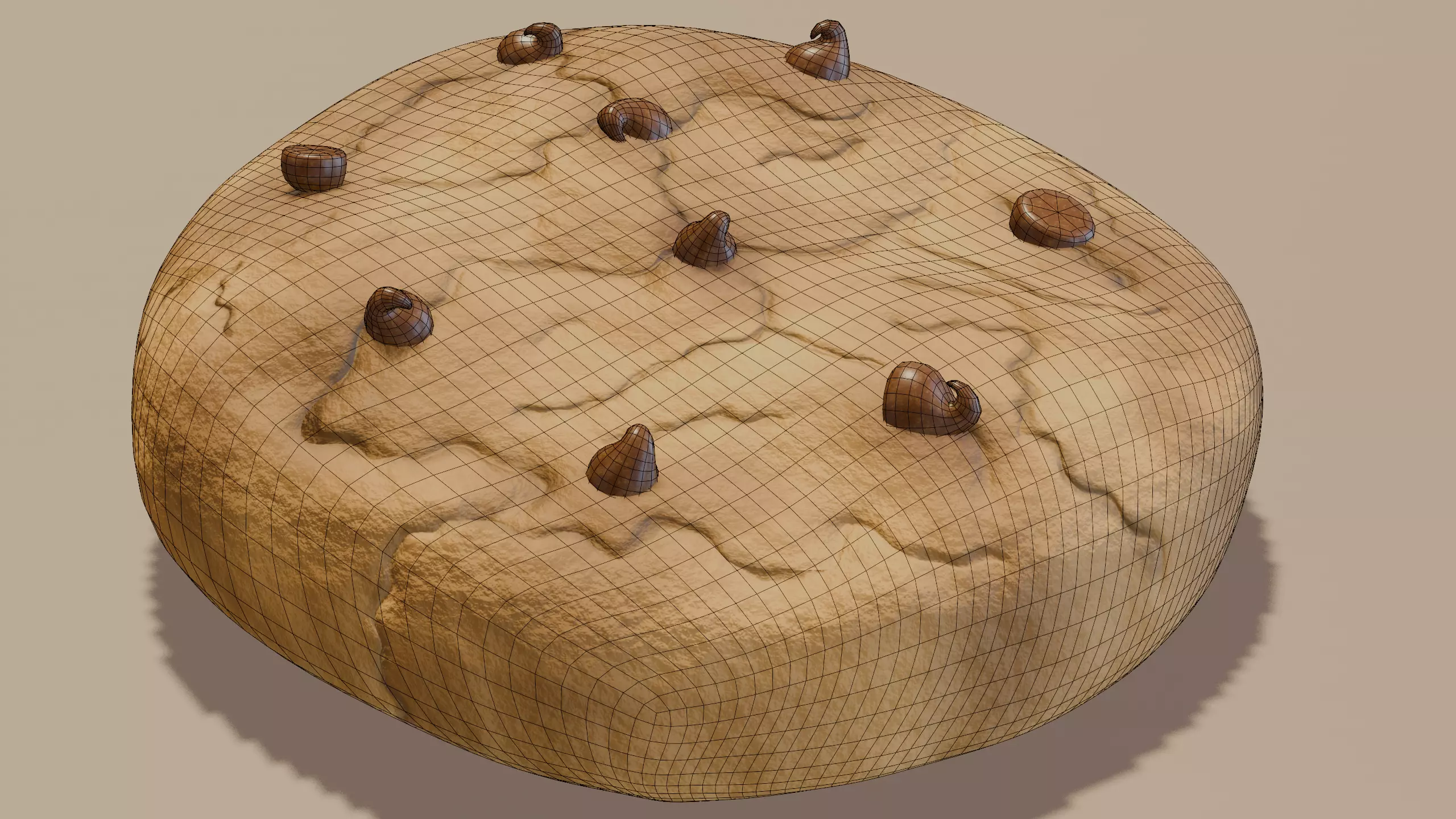 Stylized Chocolate Chip Cookie 3D Model - Detailed Food Asset 3D model_5