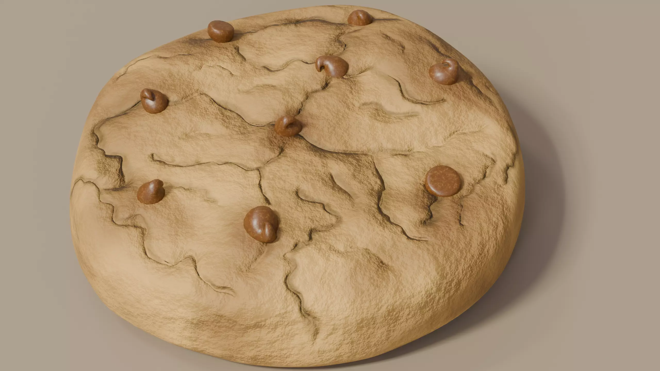 Stylized Chocolate Chip Cookie 3D Model - Detailed Food Asset 3D model_0