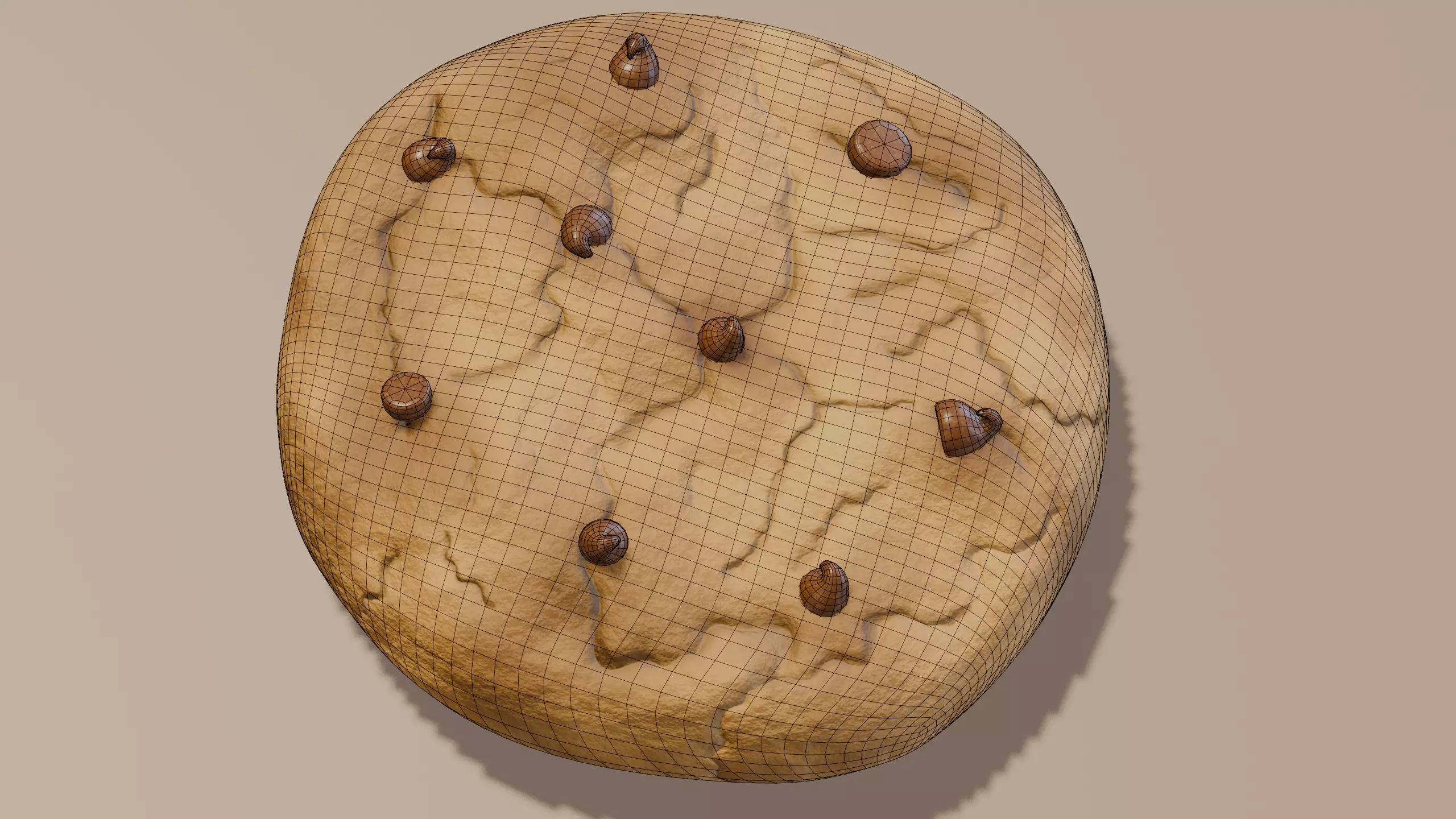 Stylized Chocolate Chip Cookie 3D Model - Detailed Food Asset 3D model_6