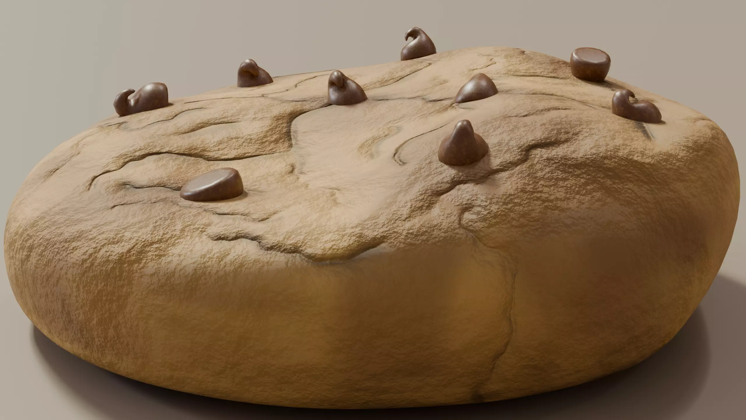 Stylized Chocolate Chip Cookie 3D Model - Detailed Food Asset 3D model_2