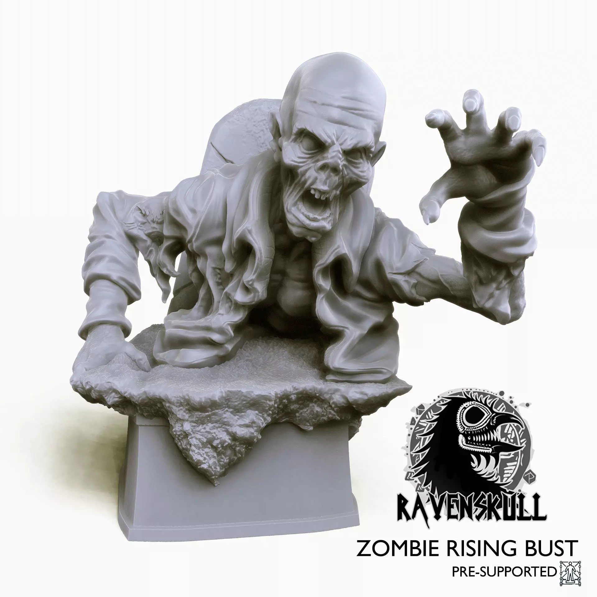 Zombie Rising Bust 3D print model_6