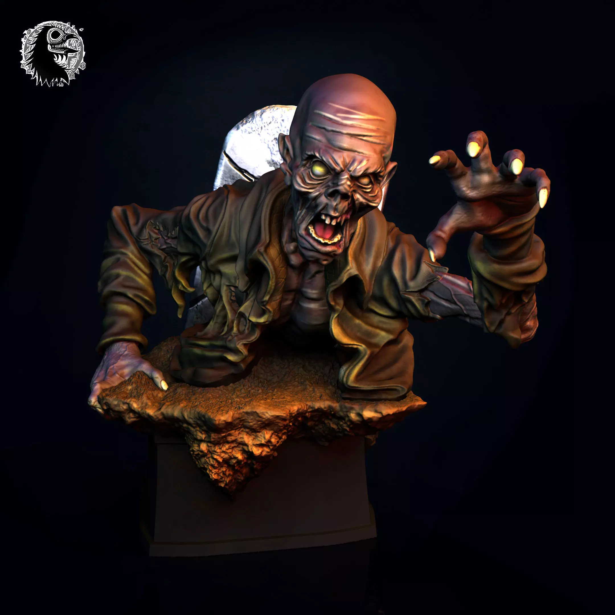 Zombie Rising Bust 3D print model_0