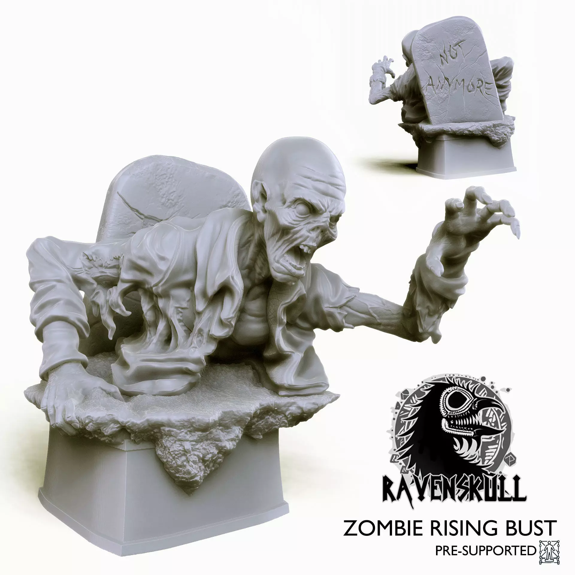 Zombie Rising Bust 3D print model_5