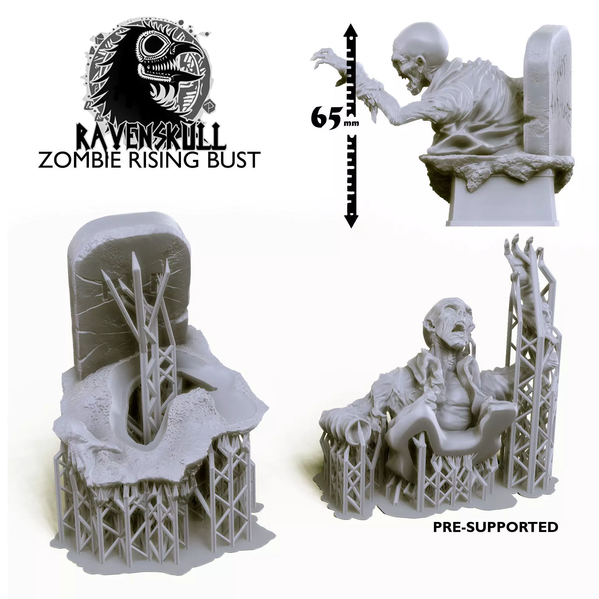 Zombie Rising Bust 3D print model_8