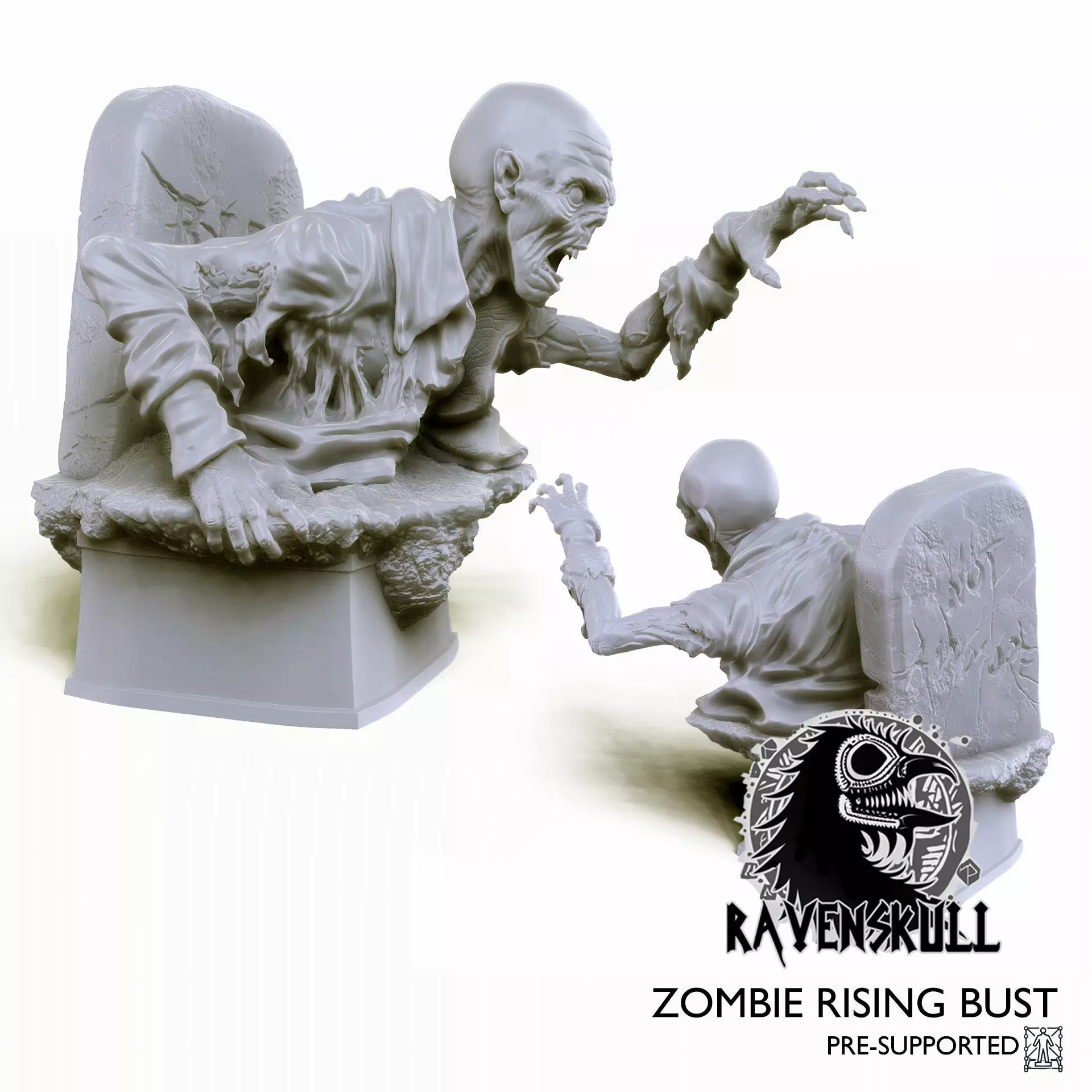 Zombie Rising Bust 3D print model_4