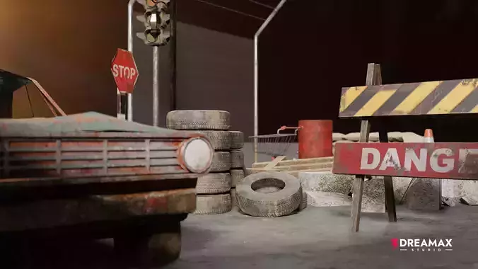 Post-Apocalyptic Road Props Vol 1 - Abandoned Street Low-poly 3D model 2