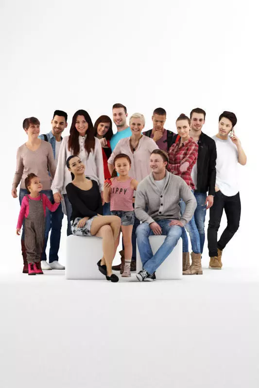 Casual posed character models bundle Nr 002 3D model_0