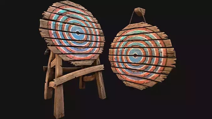 Medieval Wooden Target Weapon Armory Furniture 