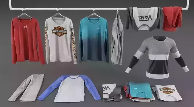 Long sleeve shirt collection 3D model