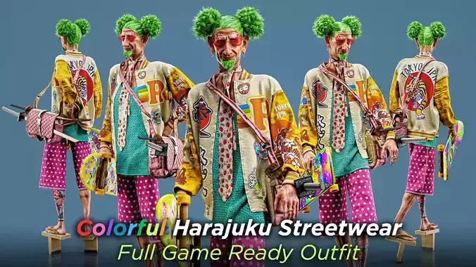 Colorful Harajuku Streetwear Full Game Ready Outfit