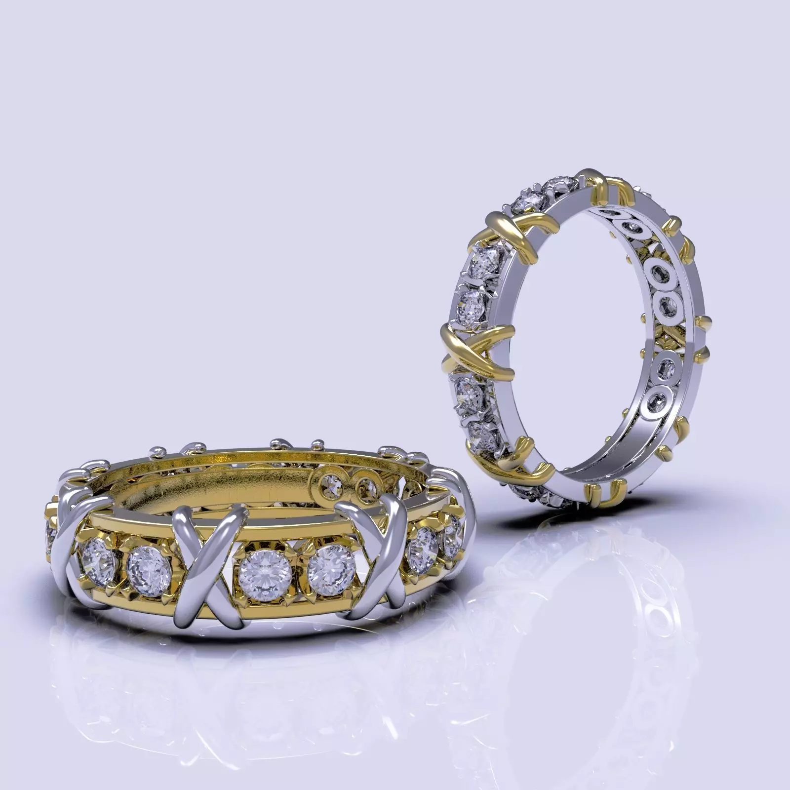 Tiffany X wedding ring 3D print model