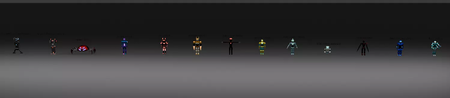 pack of 13 original low poly and rigged robots Low-poly 3D model_1