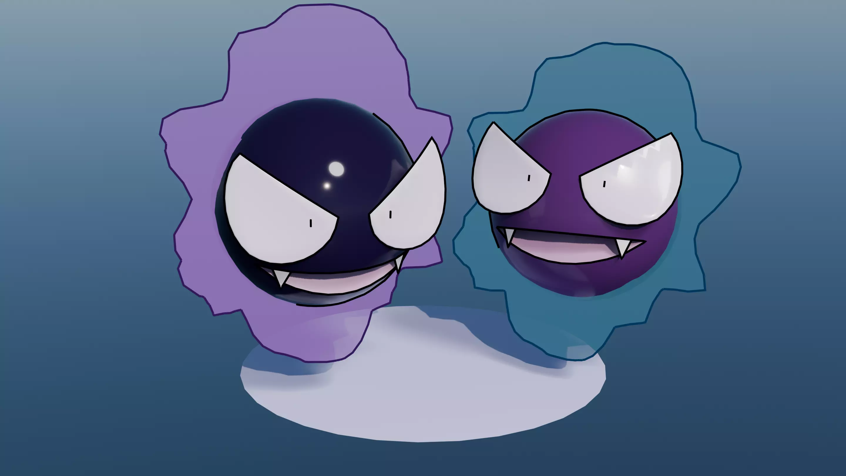 Pokemon Gastly and Shiny Version Low-poly 3D model_0