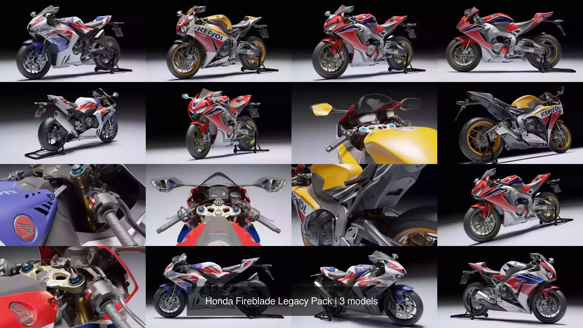 Honda Fireblade Legacy Pack 3D Model Collection_1