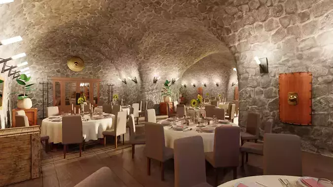 Restaurant Cellar V2 - Elegant Dining Environment 3D model