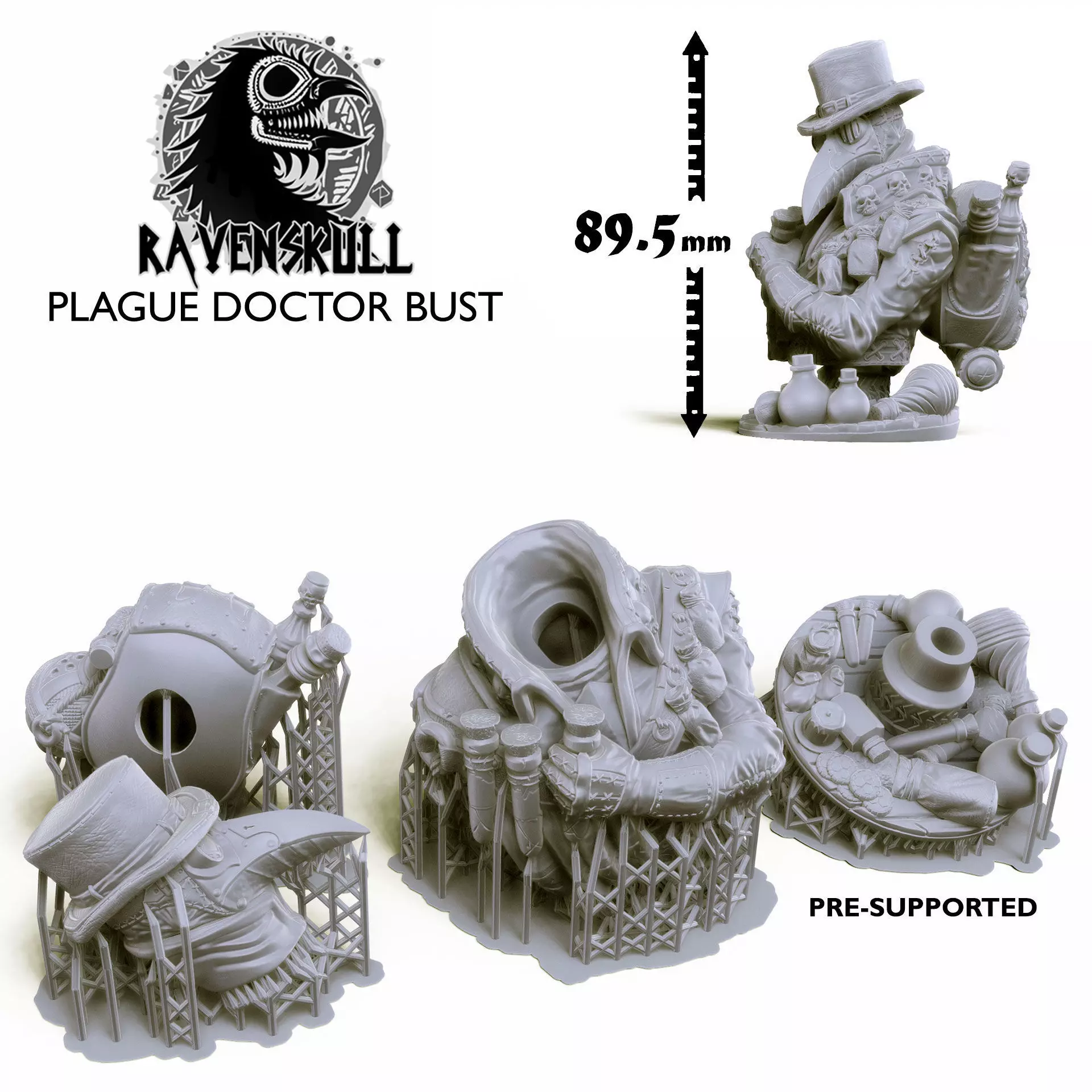 The Plague Doctor Bust Pre-Supported 3D print model_8