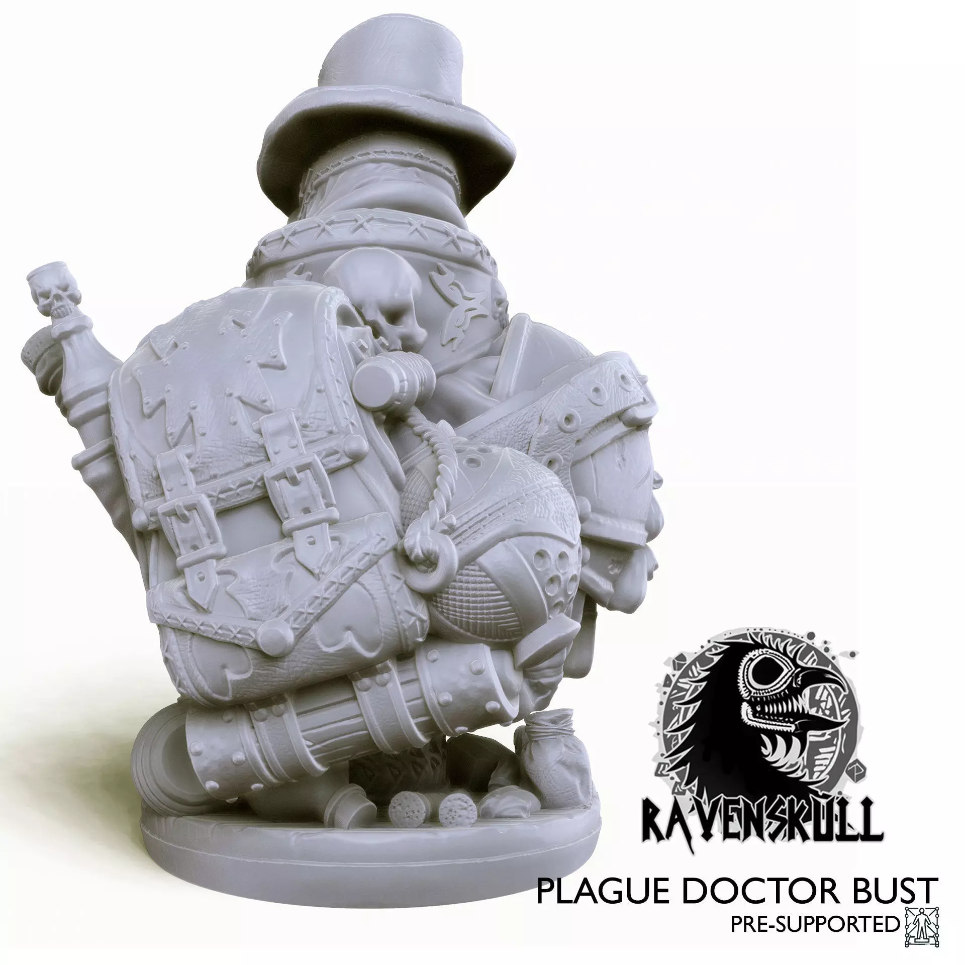 The Plague Doctor Bust Pre-Supported 3D print model_6