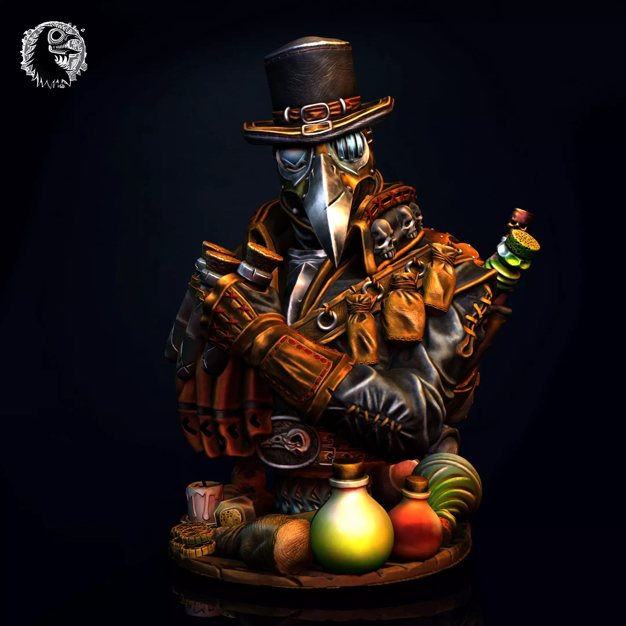 The Plague Doctor Bust Pre-Supported 3D print model_0