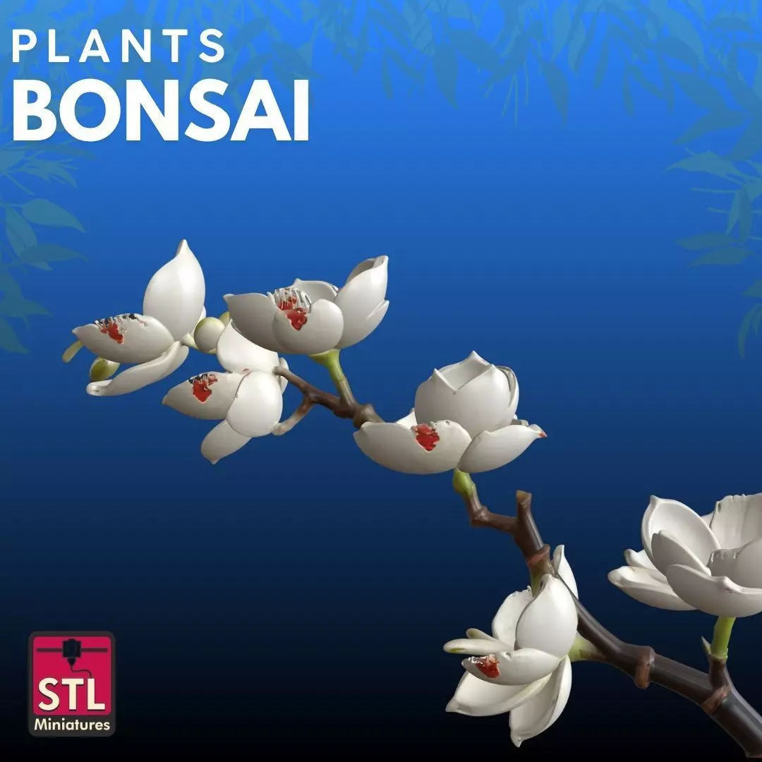 White Flowers STL Elegant Nature 3D  3D print model_2