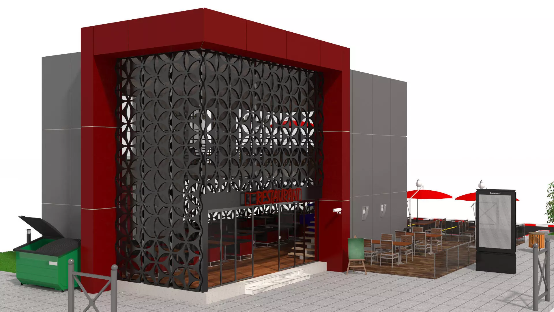 Restaurant Low-poly 3D model_17