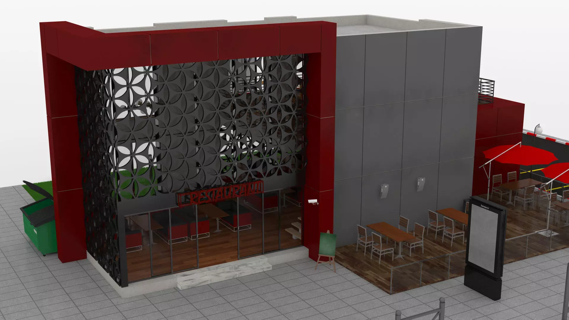 Restaurant Low-poly 3D model_9