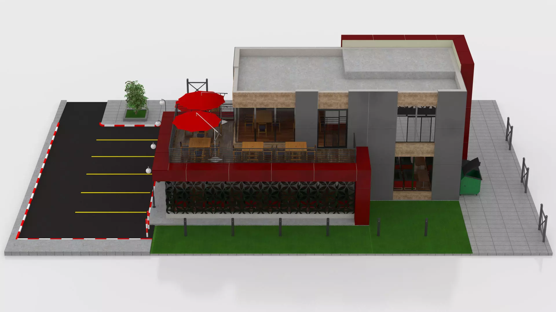 Restaurant Low-poly 3D model_13