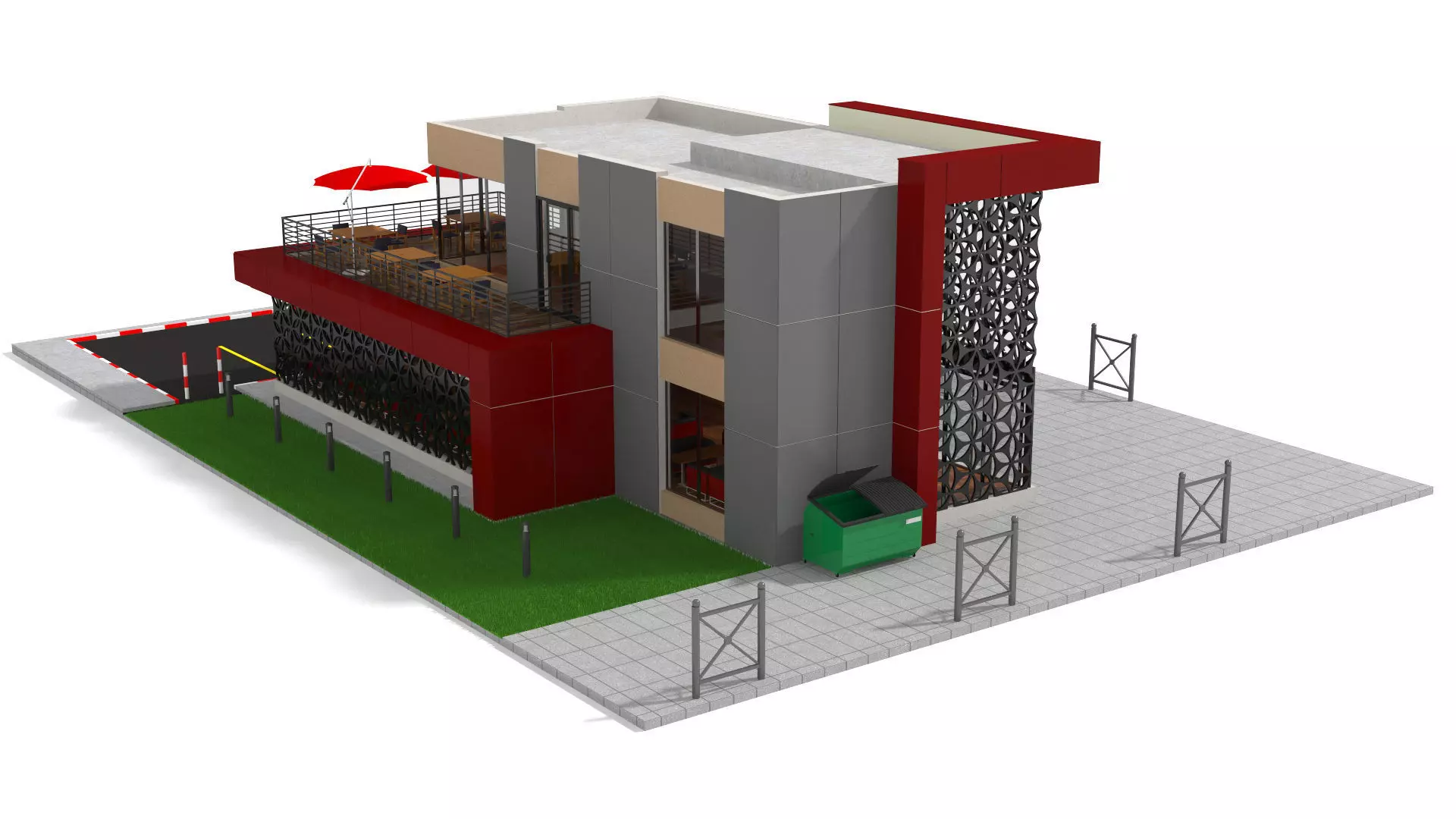 Restaurant Low-poly 3D model_5