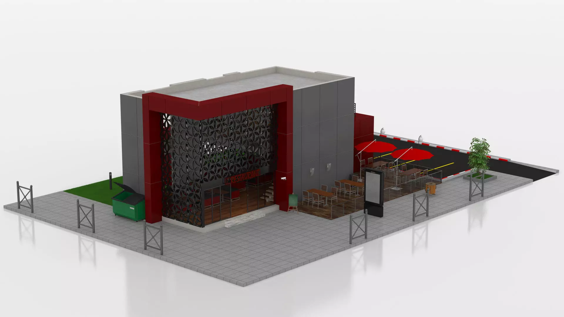 Restaurant Low-poly 3D model_15