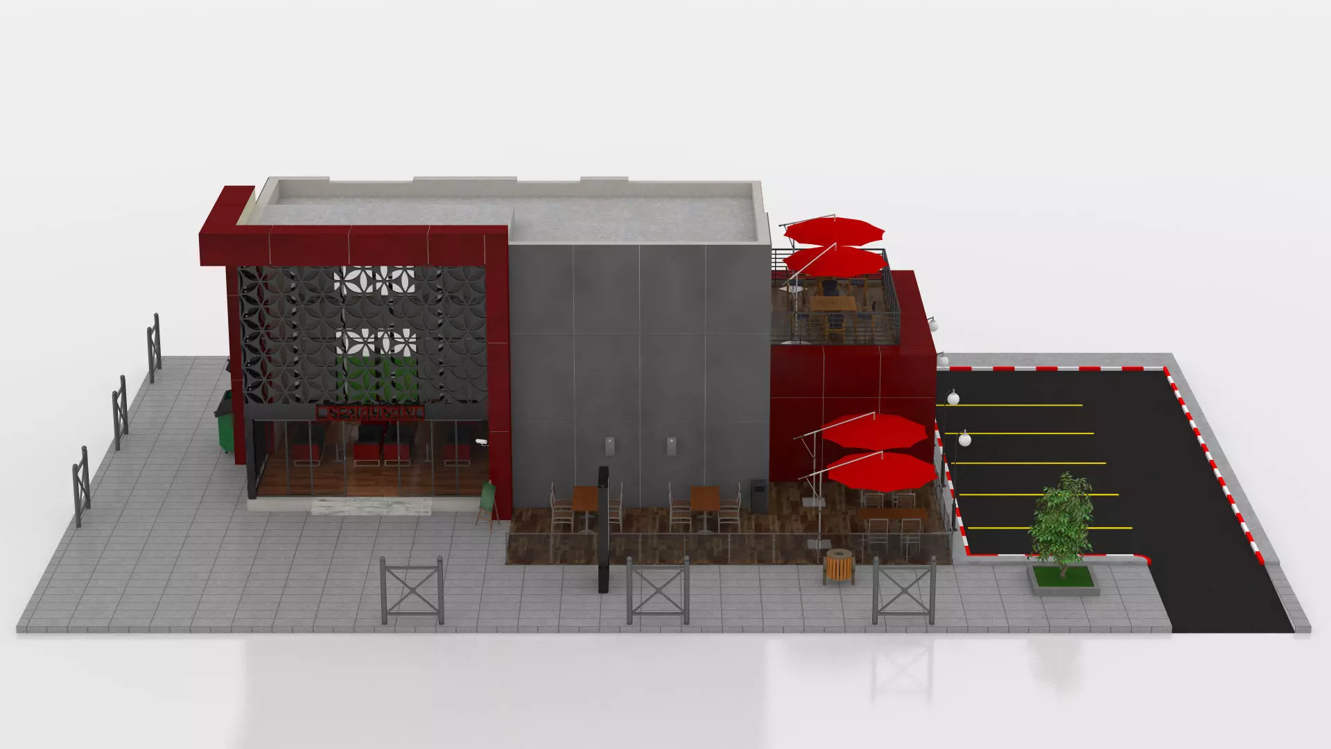 Restaurant Low-poly 3D model_16