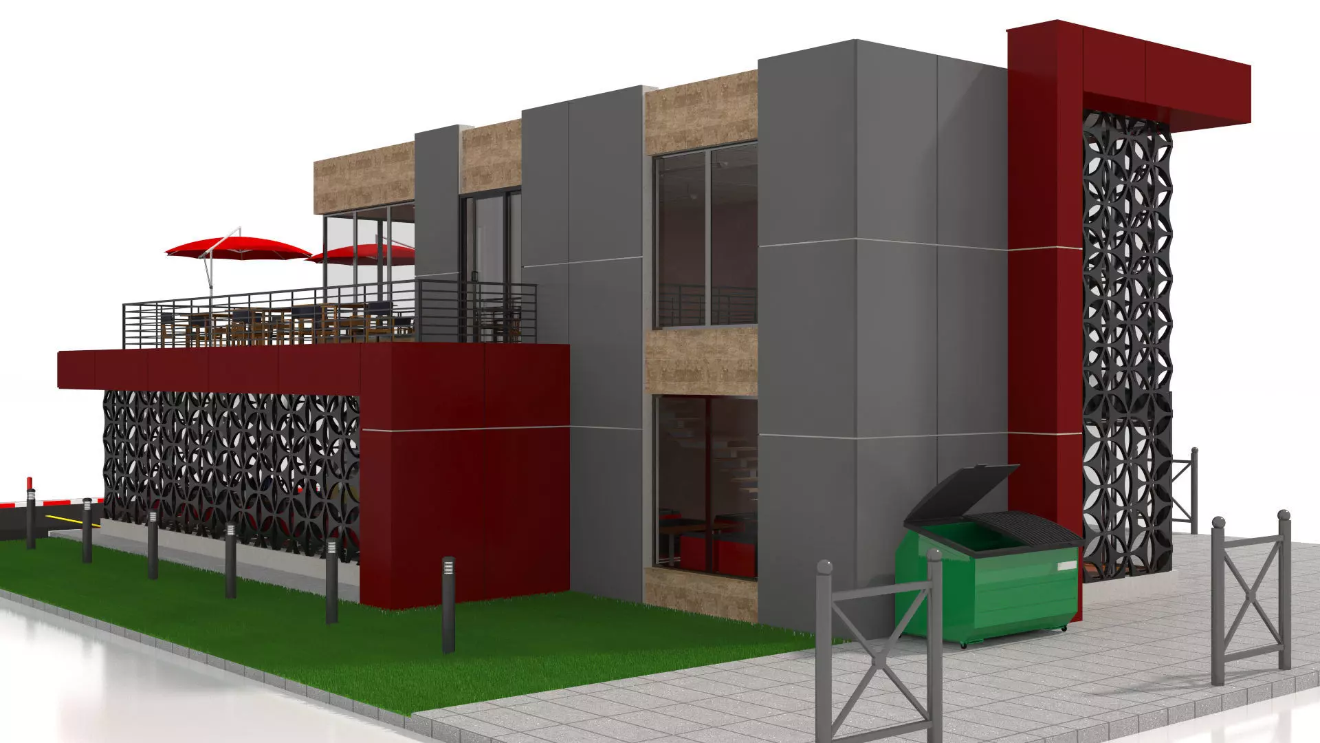 Restaurant Low-poly 3D model_12