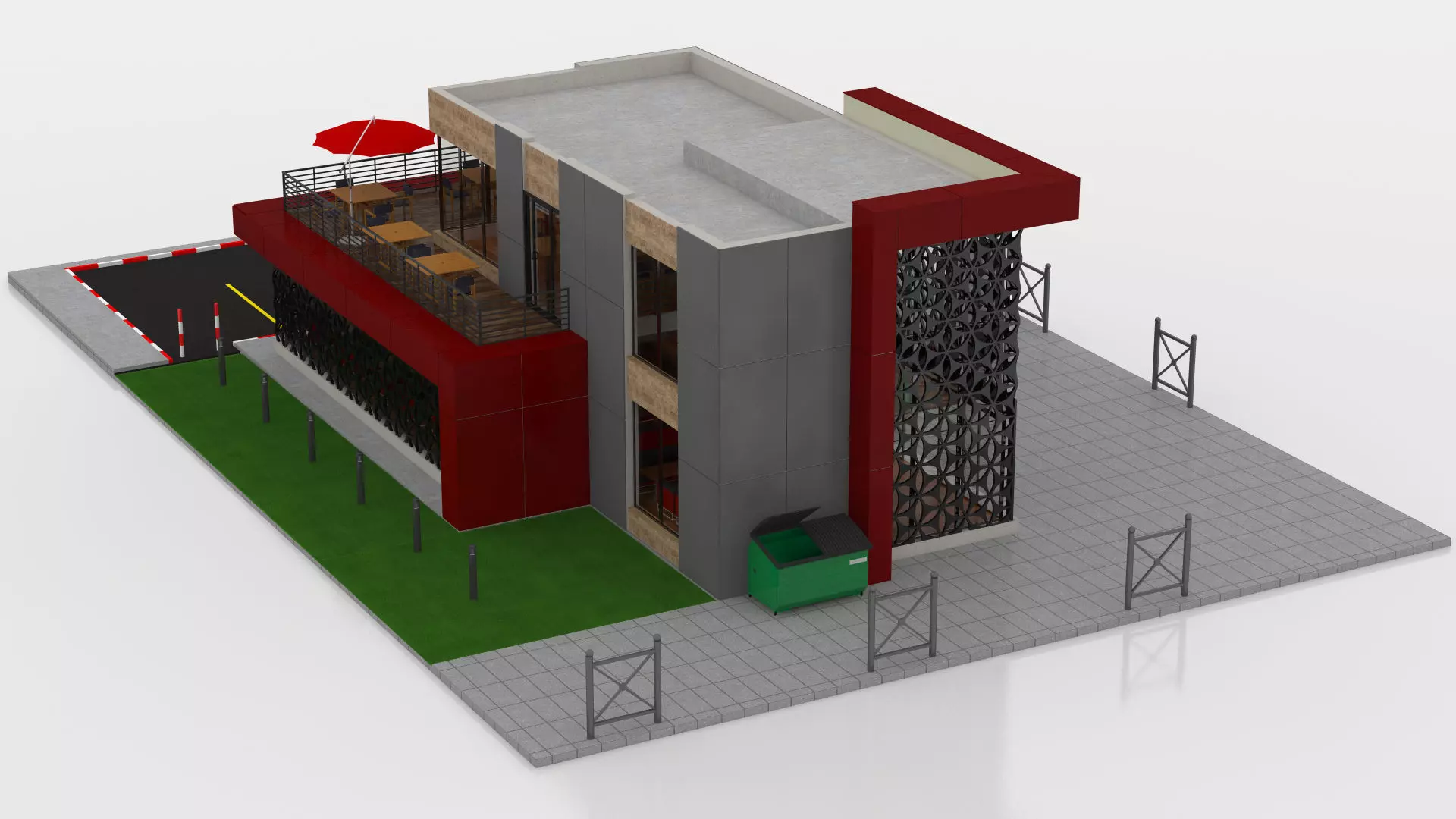 Restaurant Low-poly 3D model_14